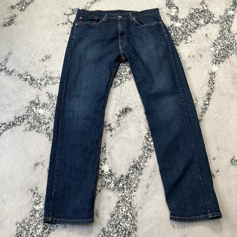 Levi Strauss 505 Jeans Mens Size 36 X 32 Dark Blue Mid Rise Denim Classic